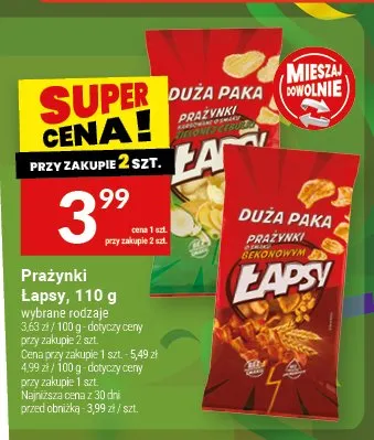 Prażynki Łapsy o smaku zielonej cebulki promocja w Twój Market