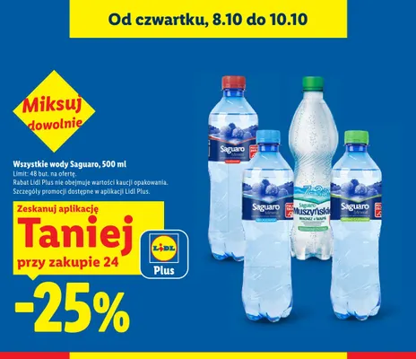 Woda mineralna średniogazowana Saguaro promocja w Lidl