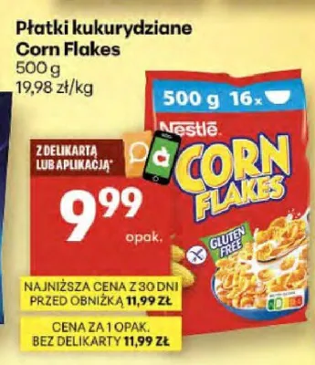 Płatki kukurydziane Nestle Corn Flakes promocja w Delikatesy Centrum