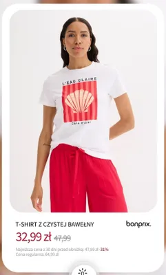 T-shirt z czystej bawełny Bonprix promocja w bonprix