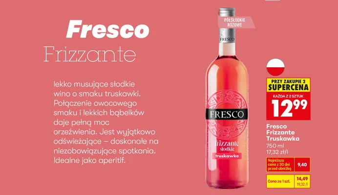 Wino Frizzante Truskawka promocja w Biedronka