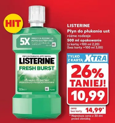 Płyn do płukania ust Listerine Fresh Burst promocja w Kaufland