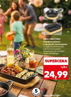 Patelnia żeliwna z deską do serwowania okrągła GRILLMEISTER promocja w Kaufland