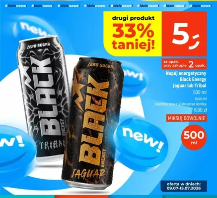 Napój energetyczny Black Energy Zero Sugar Tribal promocja w Dealz