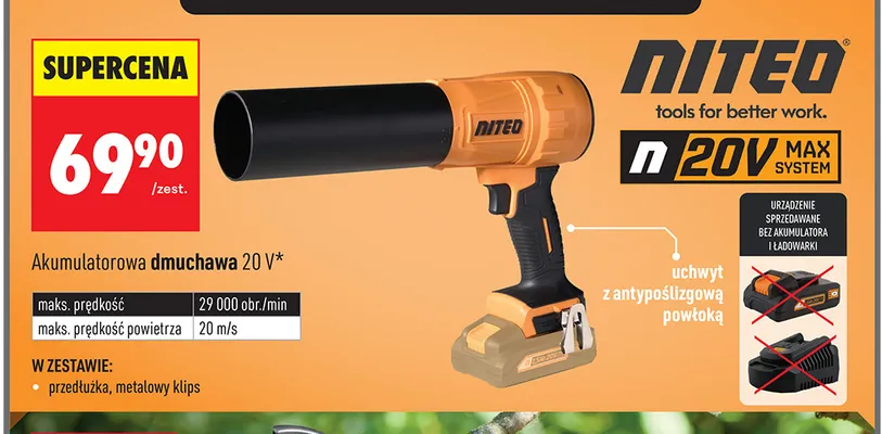 Akumulatorowa dmuchawa Niteo promocja w Biedronka