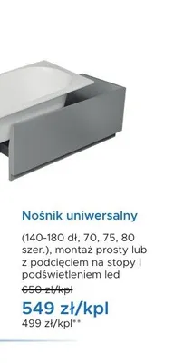 Nośnik uniwersalny do wanny promocja w Blu Salony Łazienek