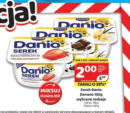 Serek Danio Danone Czekoladowy promocja w Delfin