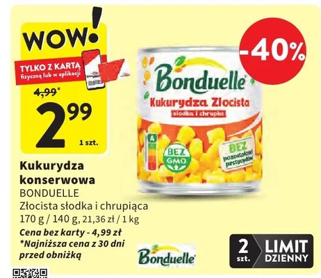 Kukurydza konserwowa Złocista słodka i chrupiąca promocja w Intermarche