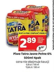 Piwo Tatra Jasne Pełne 4-pak promocja w Delfin