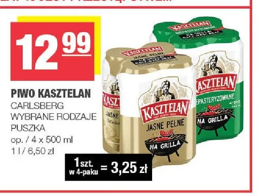 Piwo Kasztelan Jasne Pełne 4-pak promocja w SPAR