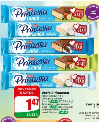 Wafel Princessa Longa Kokosowa promocja w Dino