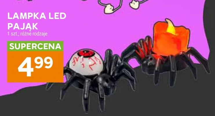 Lampka LED pająk promocja w Stokrotka