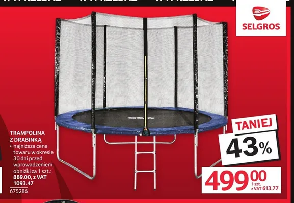 Trampolina z drabinką promocja w Selgros