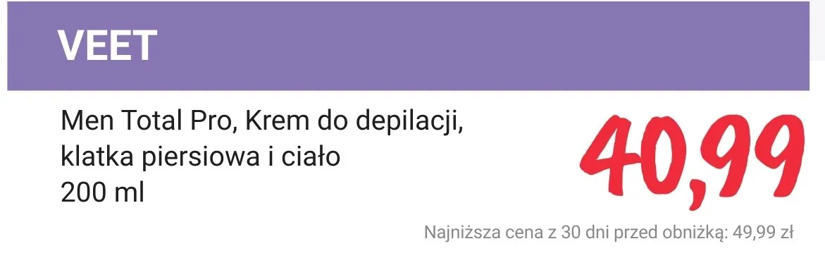 Krem do depilacji Men Total Pro, klatka piersiowa i ciało promocja w Rossmann