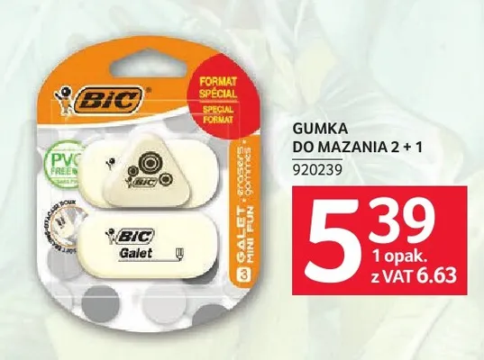 Gumka do mazania BIC Galet 2+1 promocja w Selgros