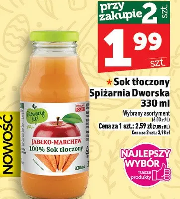 Sok tłoczony jabłko-marchew 100% promocja w TOPAZ