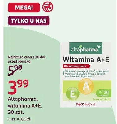 Witamina A+E, 30szt. promocja w Rossmann