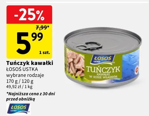 Tuńczyk kawałki w sosie własnym Łosoś Ustka promocja w Intermarche