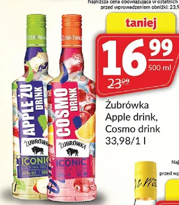 Wódka Żubrówka Apple drink, Cosmo drink promocja w Prim Market
