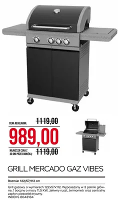 Grill gazowy Mercado Vibes 122/57/112cm promocja w Abra Meble