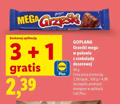 Wafelek Grześki mega w polewie z czekolady deserowej Goplana promocja w Lidl