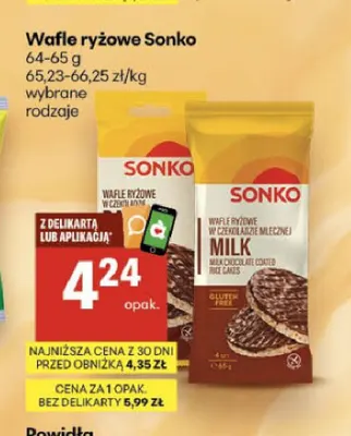 Wafle ryżowe w czekoladzie mlecznej Sonko promocja w Delikatesy Centrum