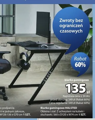 Biurko gamingowe Halsted promocja w Jysk