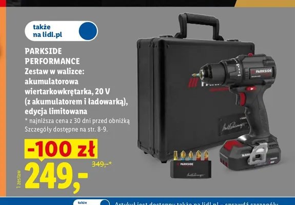 Zestaw w walizce akumulatorowa wiertarkowkrętarka Parkside Performance promocja w Lidl