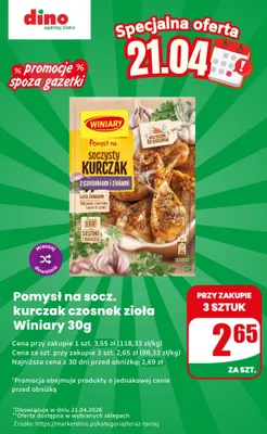 Pomysł na soczysty kurczak czosnek zioła promocja w Dino