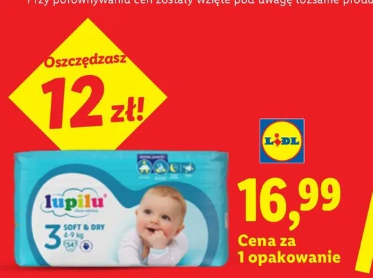 Pieluchy Lupilu Soft & Dry 3 promocja w Lidl
