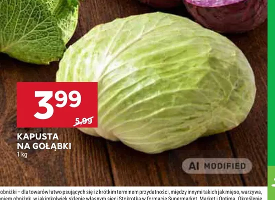 Kapusta na gołąbki promocja w Stokrotka