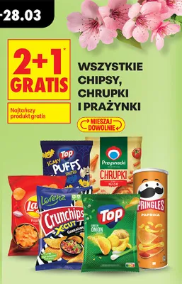 Wszystkie chipsy, chrupki i prażynki 2+1 GRATIS promocja w Biedronka