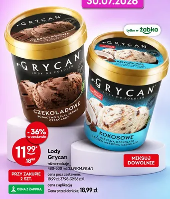 Lody Grycan Czekoladowe promocja w Żabka