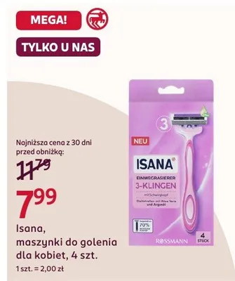 Maszynki do golenia dla kobiet Isana, maszynki do golenia dla kobiet, 4 szt. promocja w Rossmann