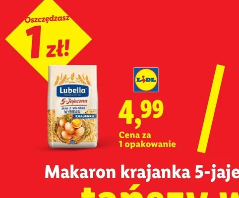 Makaron krajanka 5-jajeczna Lubella promocja w Lidl