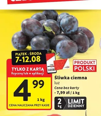 Śliwka ciemna luz promocja w Intermarche