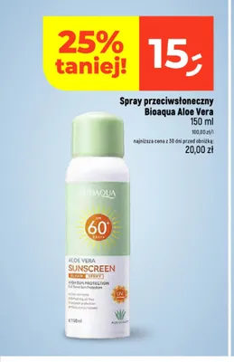 Spray przeciwsłoneczny Bioaqua Aloe Vera promocja w Dealz