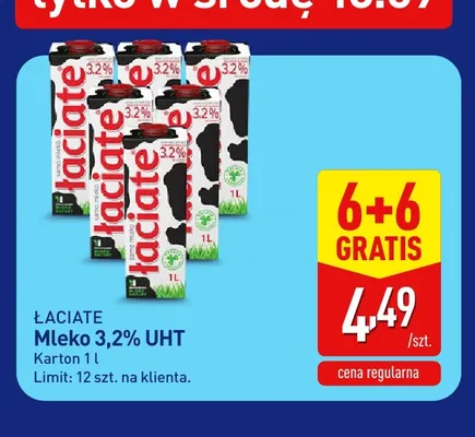 Mleko UHT Łaciate 3,2% promocja w Aldi