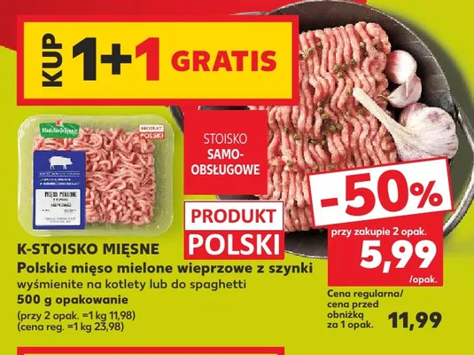 Mięso mielone wieprzowe z szynki K-Stoisko Mięsne promocja w Kaufland