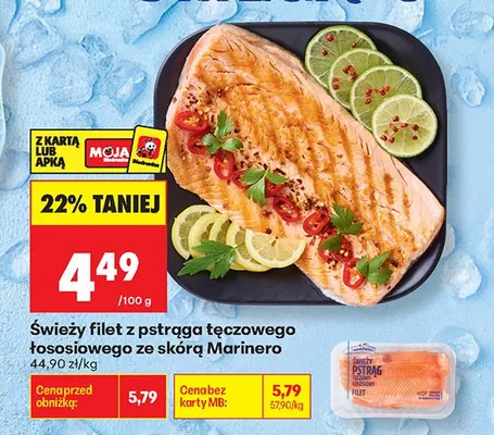 Świeży filet z pstrąga tęczowego łososiowego ze skórą Marinero promocja w Biedronka