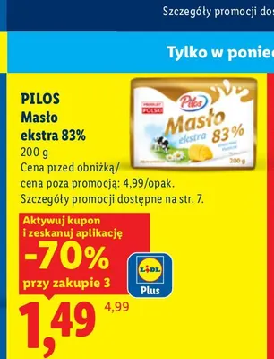 Masło ekstra Pilos 83% promocja w Lidl