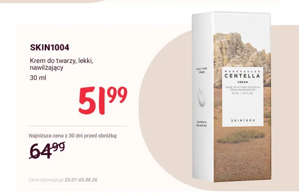 Krem do twarzy lekki nawilżający Skin1004 Madagascar Centella promocja w Rossmann