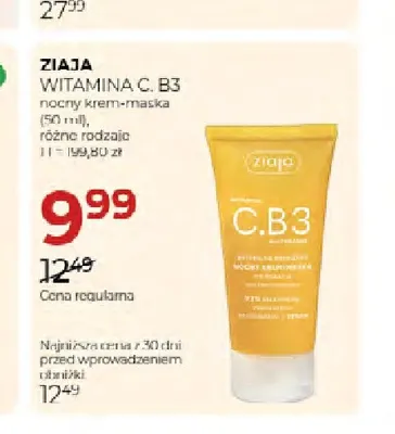 Nocny krem-maska Witamina C. B3 Ziaja promocja w Drogerie Jawa