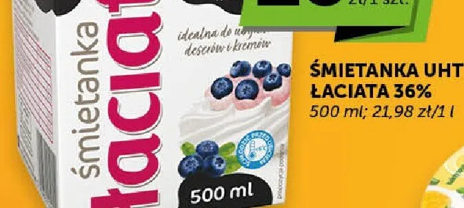 Śmietanka UHT Łaciata 36% promocja w Euro Sklep