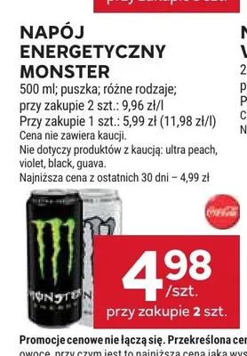 Napój energetyczny Monster Energy promocja w Stokrotka