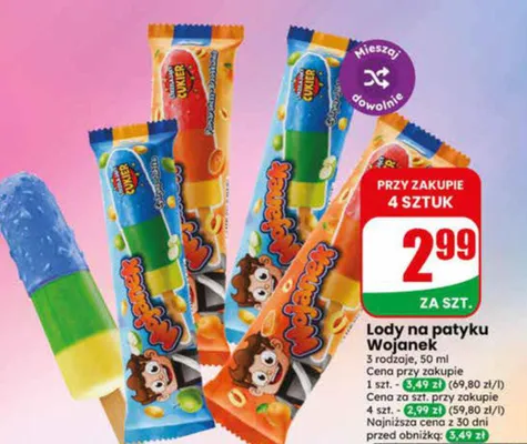 Lody na patyku Wojanek promocja w Dino