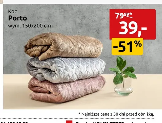 Koc Porto 150x200 cm promocja w Black Red White