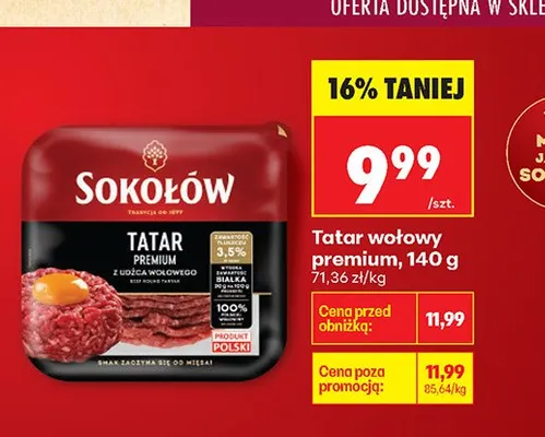 Tatar wołowy Sokołów Premium promocja w Biedronka