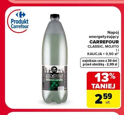 Napój energetyzujący Carrefour Mojito promocja w Carrefour
