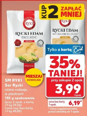 Ser żółty różne rodzaje, w plastrach promocja w Kaufland